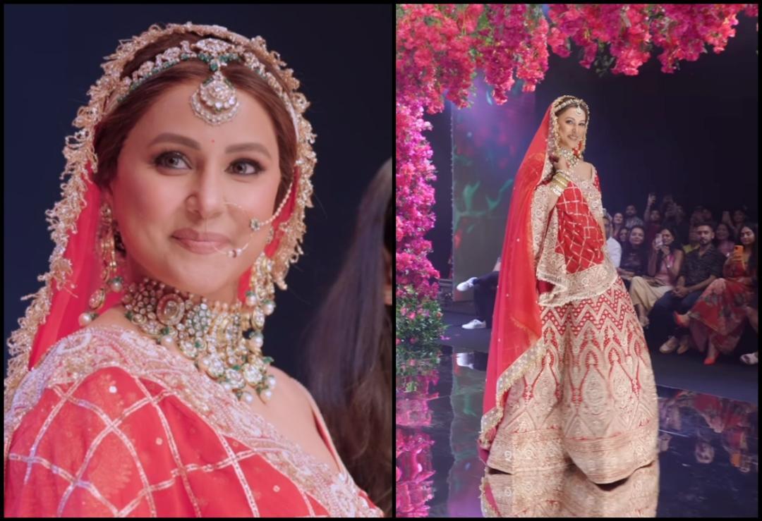 Hina Khan walks the ramp in bridal attire amid cancer treatment