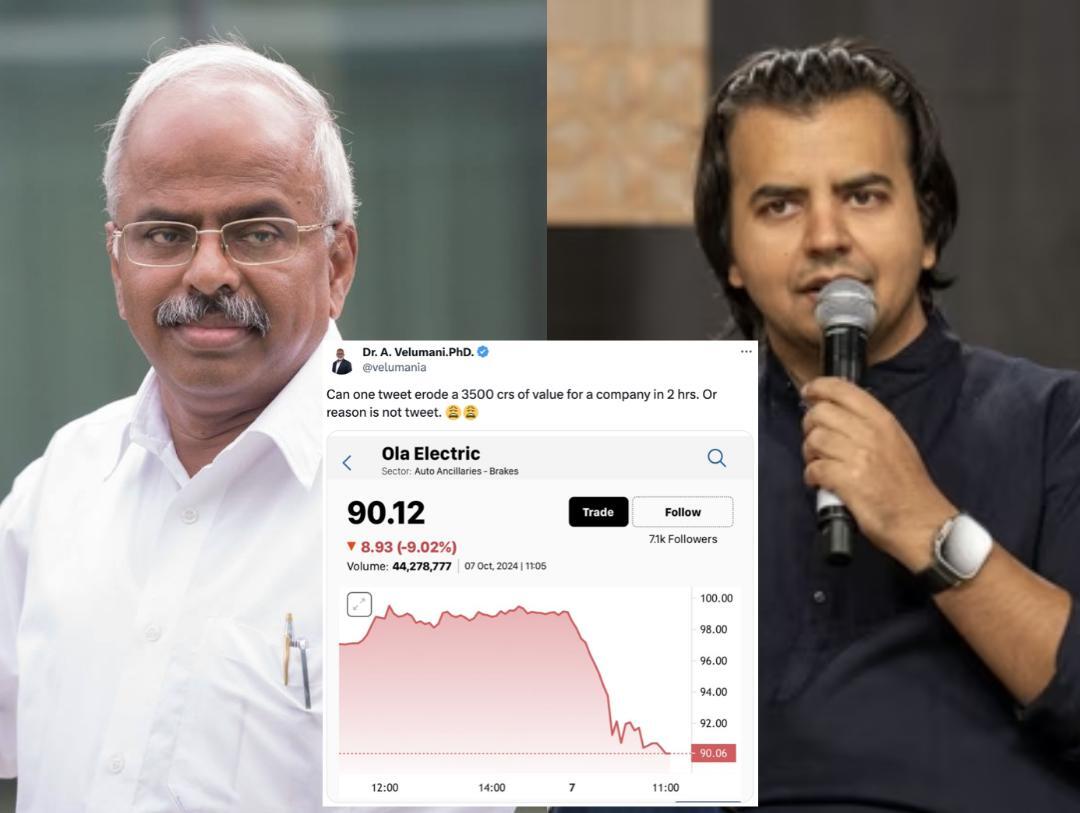 Can one tweet erode ₹3,500 crore value in 2 hours: Velumani on Ola Electric