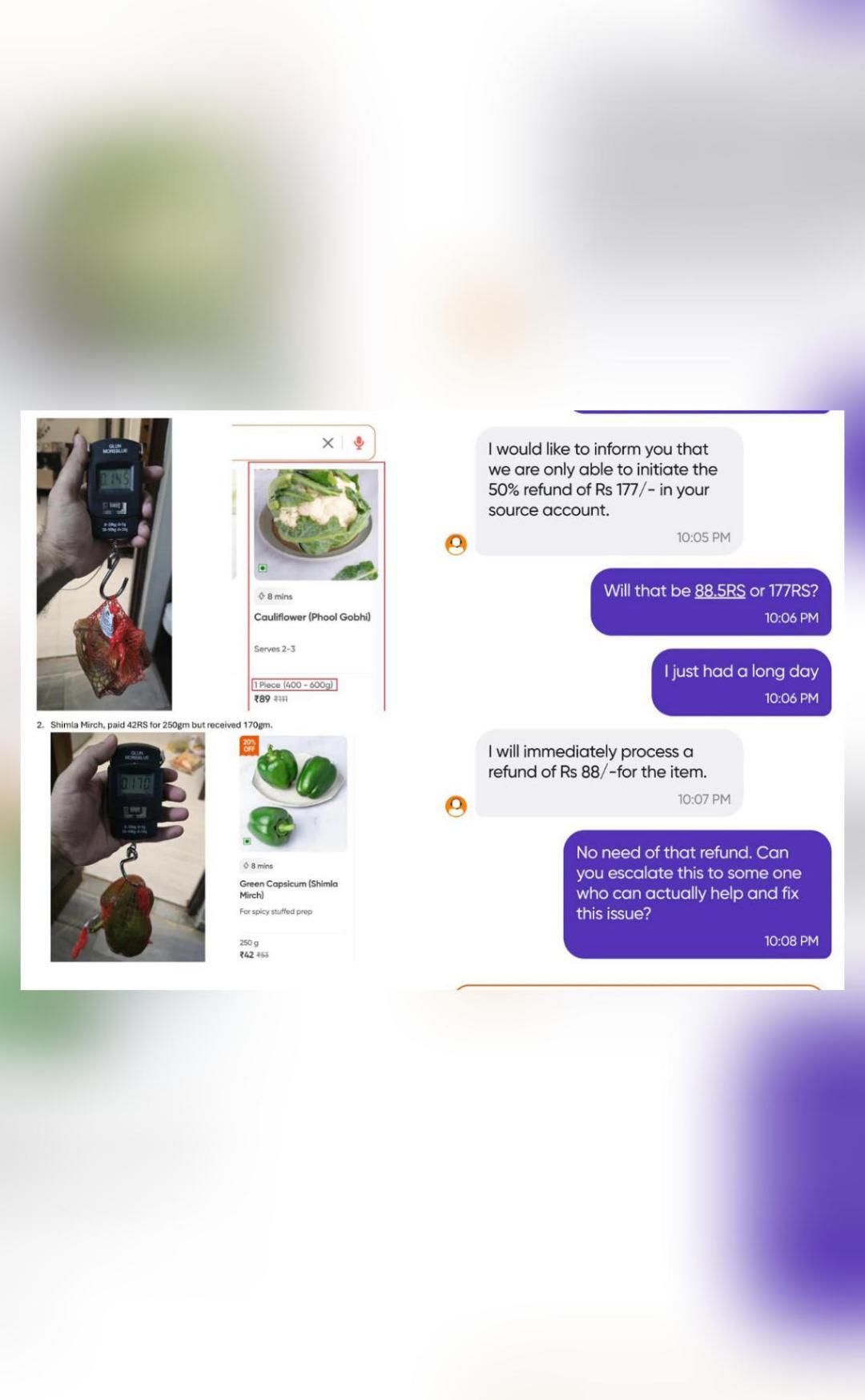 Reddit user claims Swiggy Instamart sent underweight order, says 'Buy from local vendors'