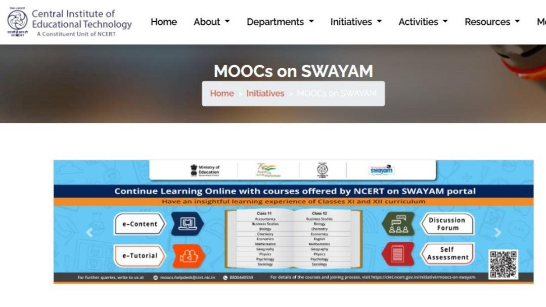 NCERT offers free SWAYAM courses for Class 11 & 12 students
