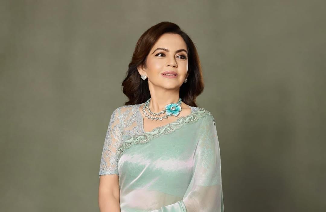 Nita Ambani wears necklace featuring rare Paraiba Tourmalines