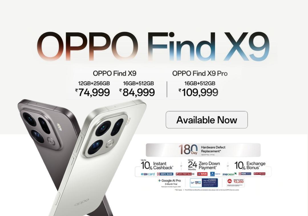 OPPO launches Find X9 Series in India at a starting price of ₹74,999
