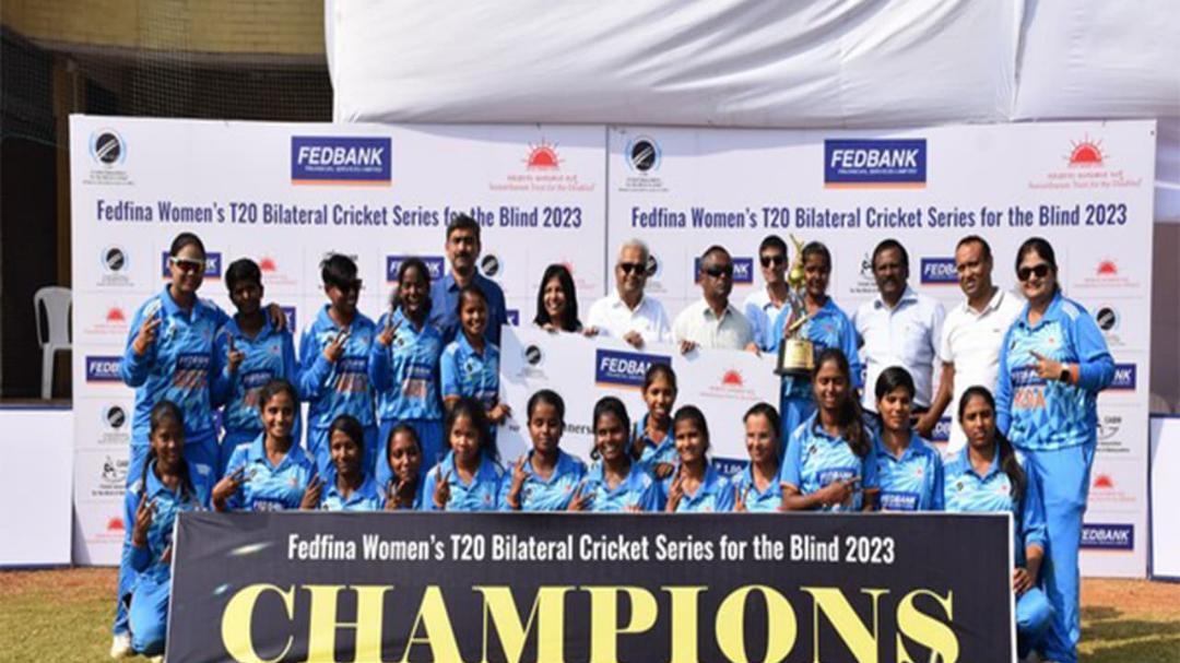 Jemimah Rodrigues cheers for India's blind cricket team