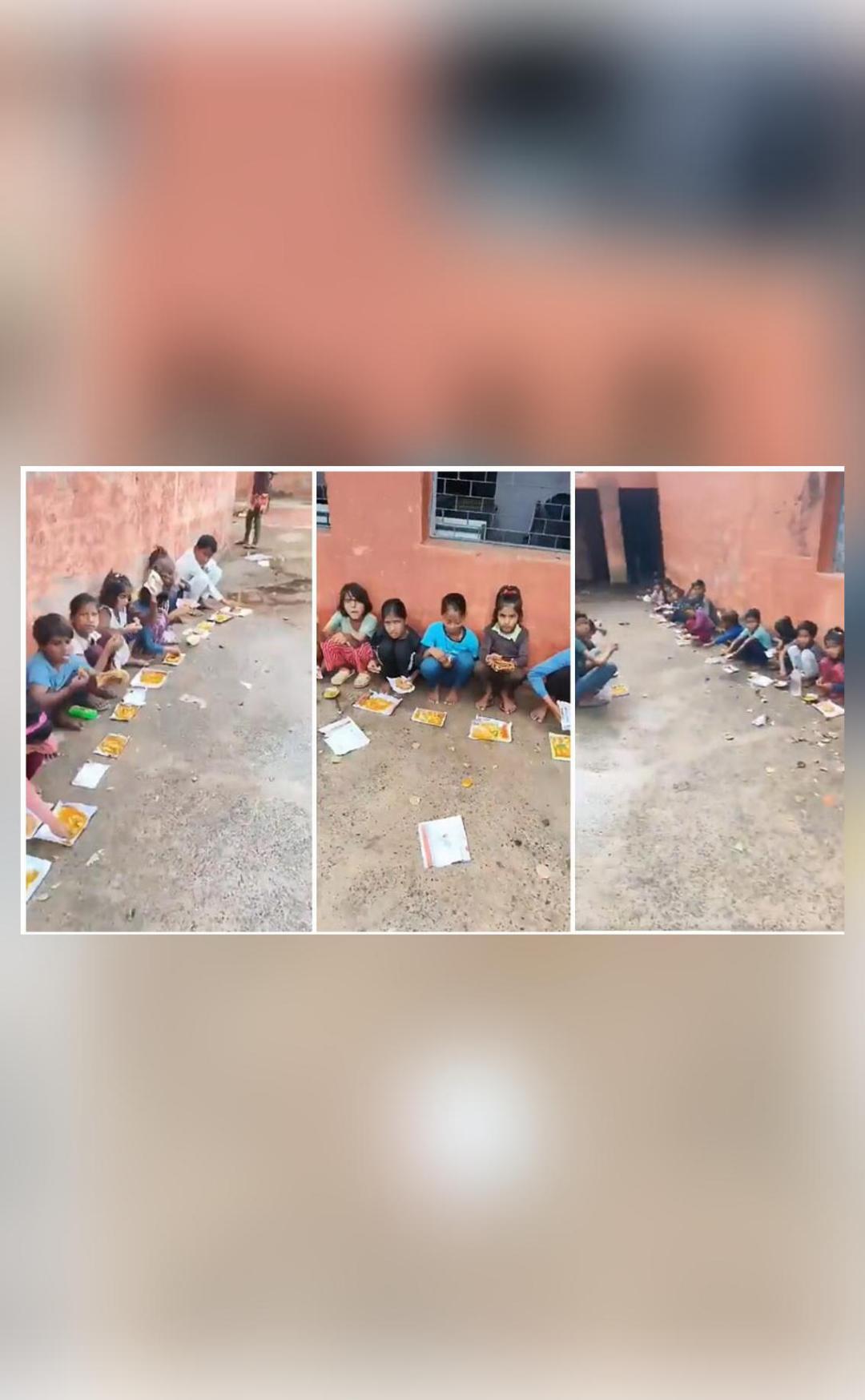 Video shows govt school kids served food on scrap paper instead of plates in MP