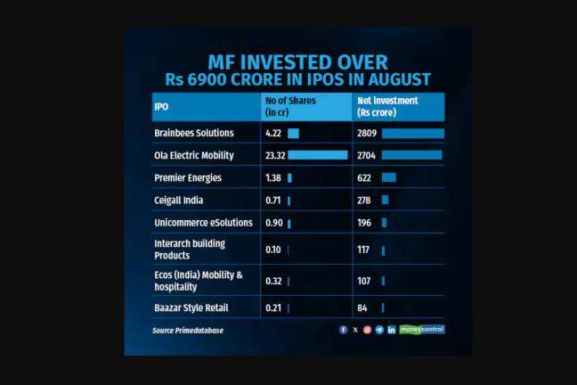 In which Indian IPOs did Mutual Funds invest the most in August?