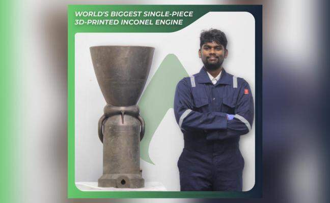 Indian startup builds world's biggest single-piece 3D-printed inconel engine