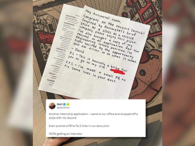 Man looking for internship delivers Pizza with CV, CEO reacts...